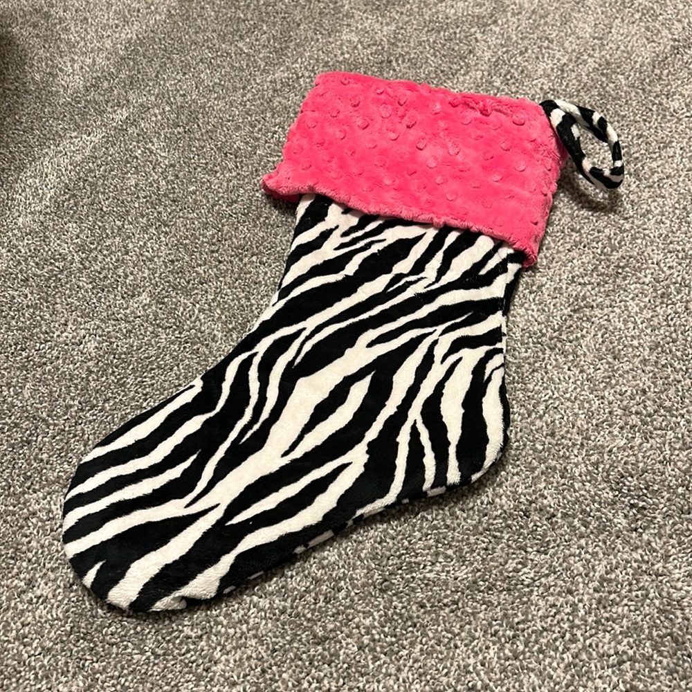 Hot Pink Zebra Print Stocking